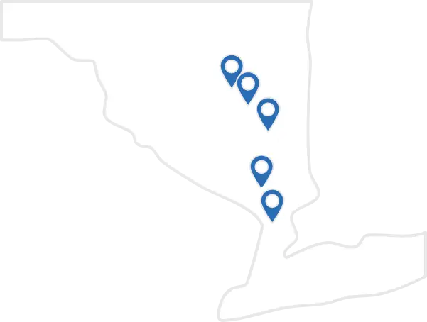 Illustrated map of the Pulse-MD Urgent Care Locations